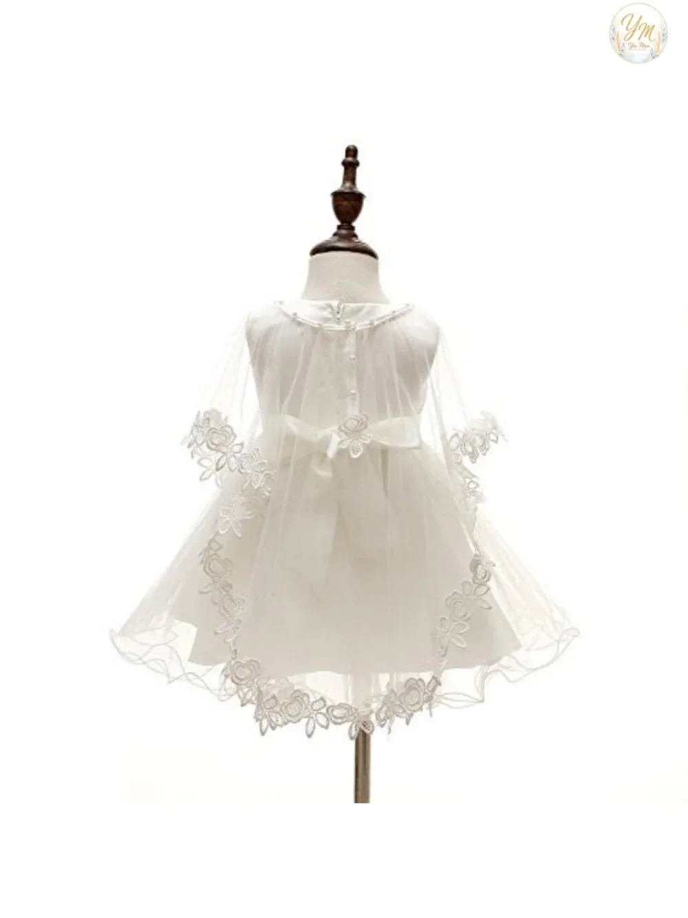 Christening Baptism Gown Set Baby Girl Floral Dress with Bonnet